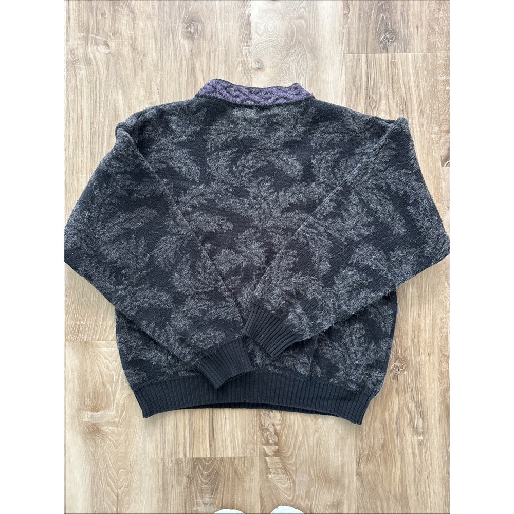 VTG Jed Mens Sweater Size M Gray Black And Purple - Picture 8 of 9